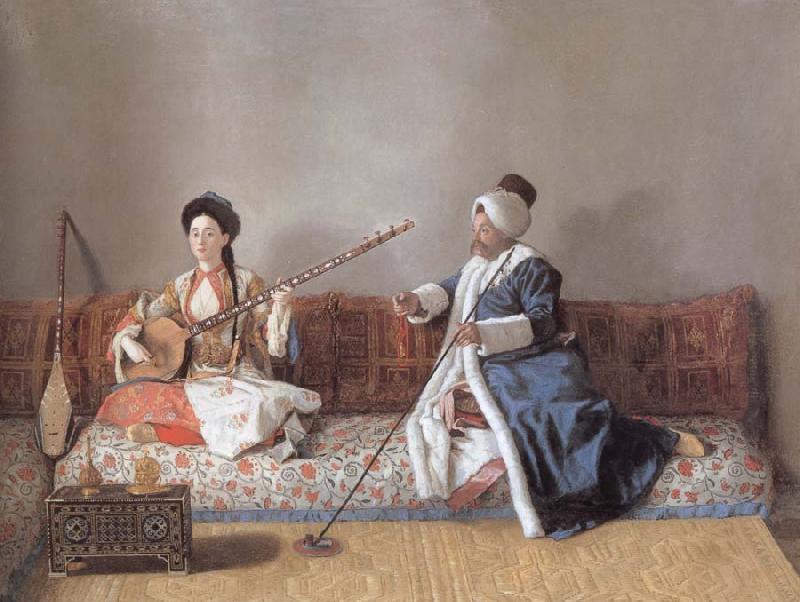 Jean-Etienne Liotard Portrait of M.Levett and of Mlle Glavany Seated on a Sofa China oil painting art